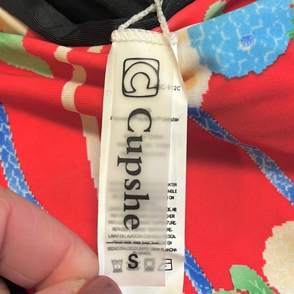 Cupshe Bikini Swimsuit Tankini Red Floral Reversible S Small New - Picture 5 of 5